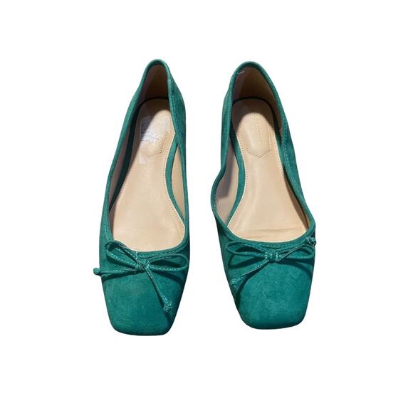 Liz Claiborne Green Ballet Flats Faux Suede Memory Foam Preppy Loafers Size 6.5 - Picture 1 of 6